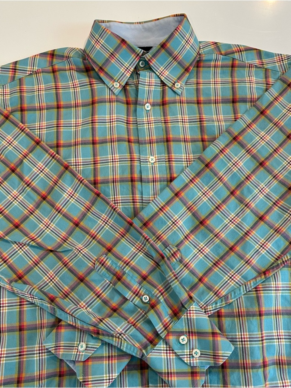 Tommy Hilfiger Men's Medium Plaid Flannel Button-Down Shirt‎ Classic Fit